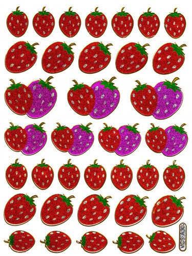 Sticker Erdbeere 37 Motive Aufkleber glitzernd