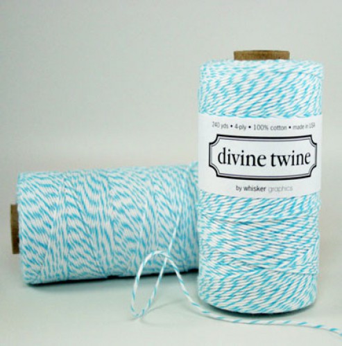 Divine Twine Rolle Garn türkis / weiß 4-fädig