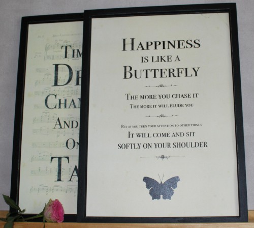 Bild Schild HAPPINESS IS LIKE A BUTTERFLY vintage