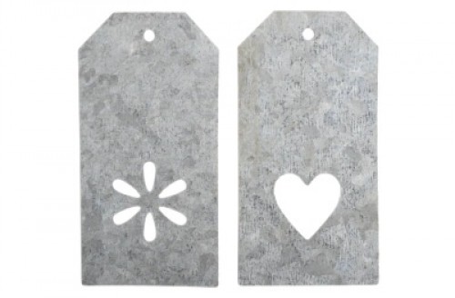 4er Set kleine Geschenkanhänger Zink Paketanhänger