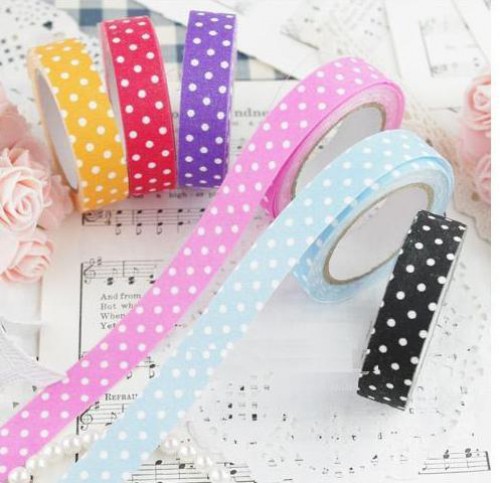 Rolle Fabric Tape Polka Dots pink weiss gepunktet