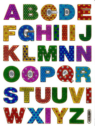 Sticker Buchstaben Aufkleber glitzernd gemustert