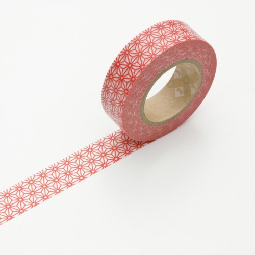 Masking Washi Tape - asanoha shu - rot weiss gemustert