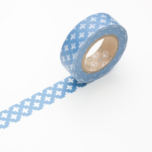 Masking Washi Tape - cross blue - blau mit weissen Kreuzen