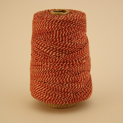 Baumwollgarn Kegel Garn rot / weiss 1,1mm 325m