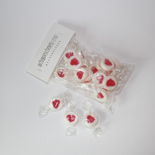 handgemachte Bonbons Herz rot / weiss 100gr