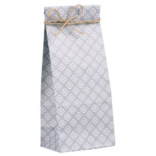 5 Stk. hohe Papierbeutel grau Blumen