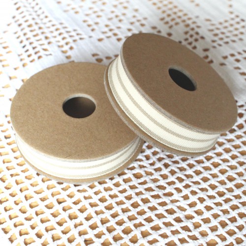 Rolle Schleifen-Band beige creme gestreift 3 m