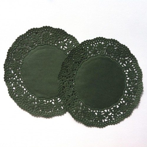 20 Stk Doilies dunkel-grün Tortenspitzen 10cm