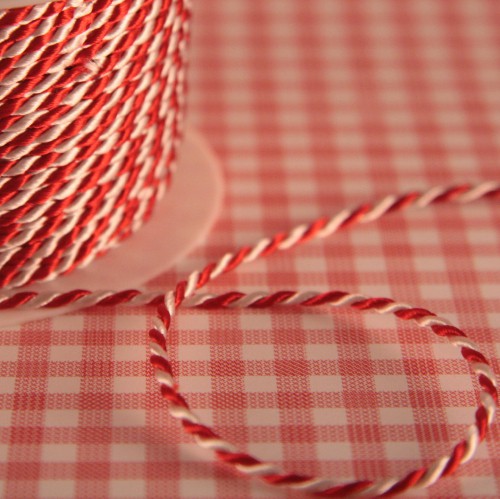 Satinkordel rot / weiß