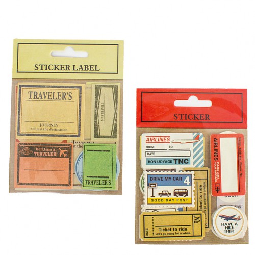 2er Set Sticker Travel Airmail Tickets