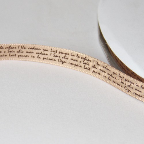 Schleifenband alte französische Handschrift 9mm beige