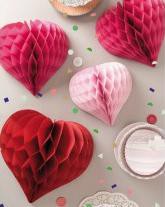 3er Set Wabenpapier Herzen rosa rot