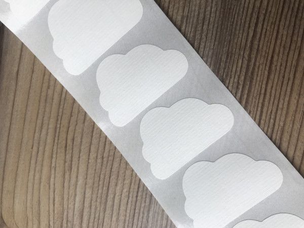 10 Sticker WOLKE offwhite gerippt 48x31 mm