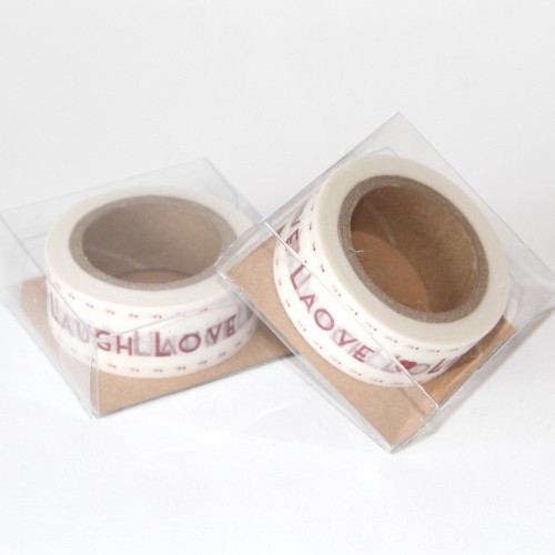 Papier-Klebeband Masking Tape LIVE LAUGH LOVE rot weiss