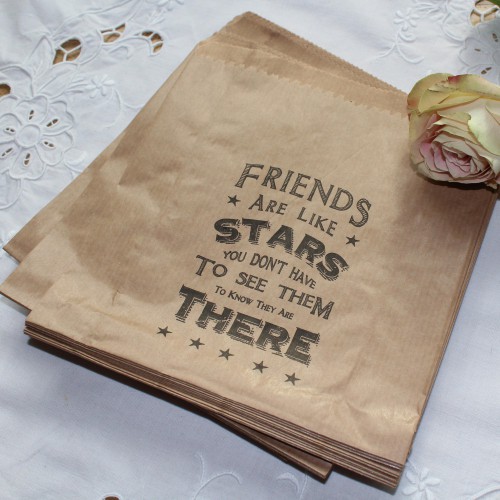 40 Kraftpapiertüten vintage FRIENDS ARE LIKE STARS