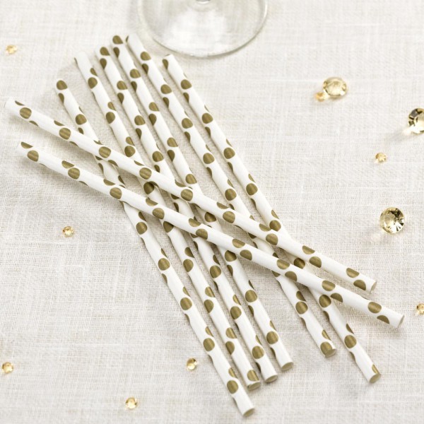 25 Strohhalme Papier goldene DOTS vintage Hochzeit