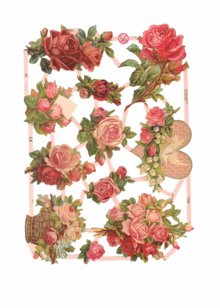 Glanzbilder Bogen "Rosen" Oblaten