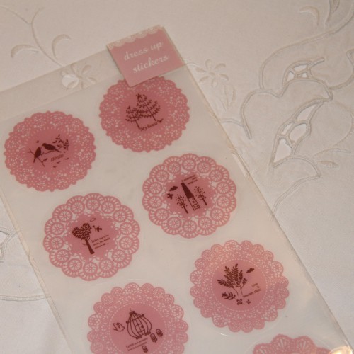 10 Sticker Doilies rosa