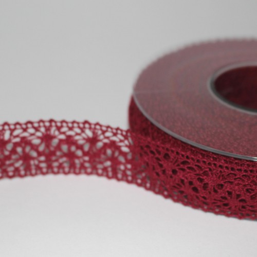 Spitze dunkelrot 25mm Spitzenband