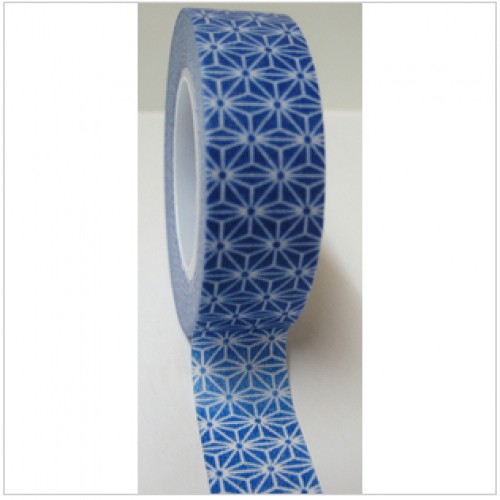 Masking Washi Tape - asanoha - blau weiss gemustert