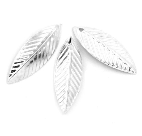 20 mini Anhänger Blatt silber