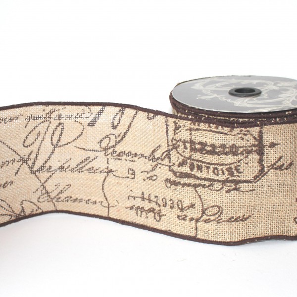 Juteband vintage SCRIPT Französisch 10,5cm