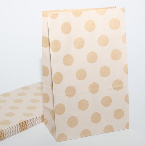 10 Papierbeutel Kraftpapier Punkte weiss