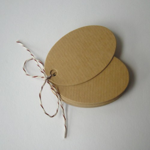 Paketanhänger Geschenkanhänger Oval Kraft 5x3cm