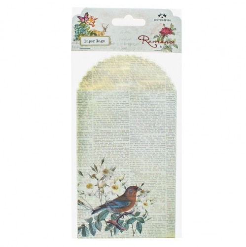 6 kleine Papiertüten vintage Print Bird