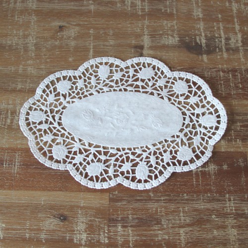 10 Tortenspitzen Doilies oval weiss 24x17cm