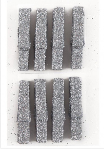 Wäscheklammern 8 Stk silber glitzer