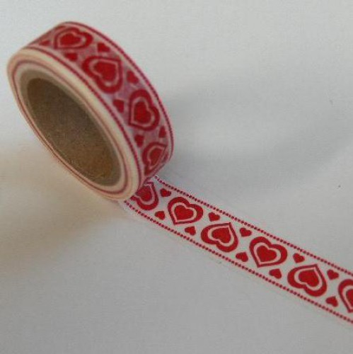 Washi Masking Tape Folklore Herzen rot weiss