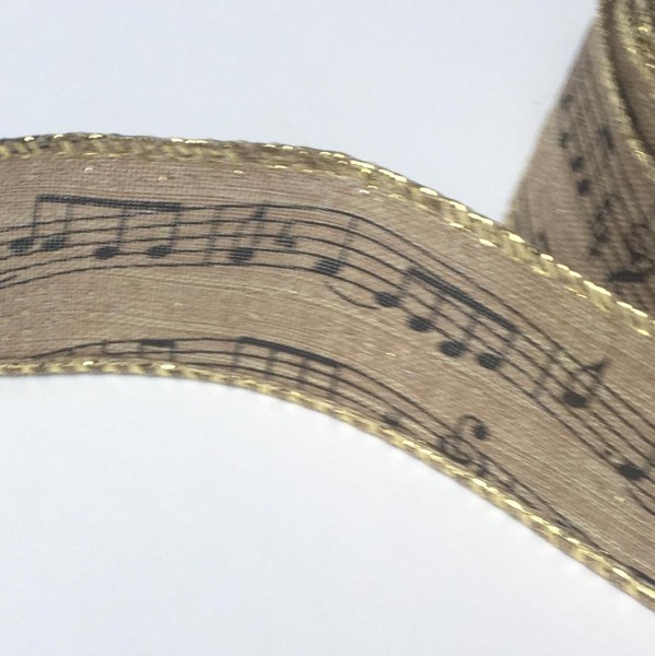 Dekoband Jute Musiknoten Glitter38mm breit Meterware