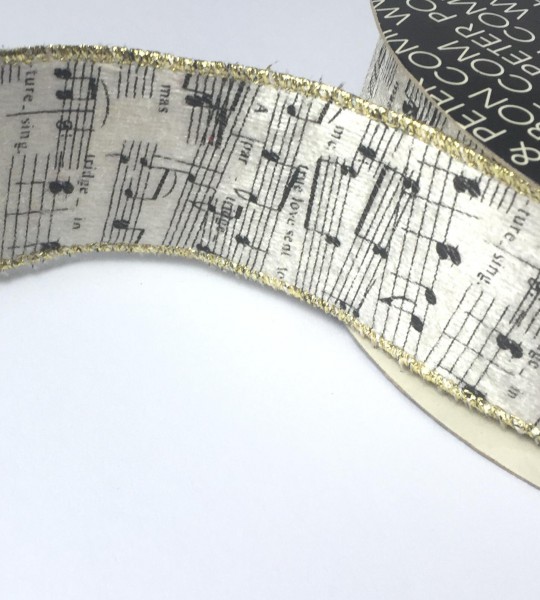 Dekoband Samt Musiknoten Xmas 50mm breit Meterware