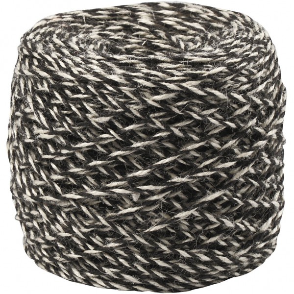 Hanfkordel Garn schwarz/weiss 150m