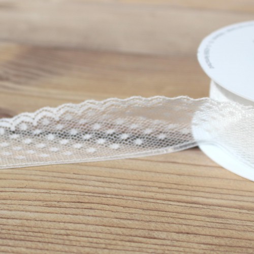 weisse Spitze DOTS 30mm Polyester