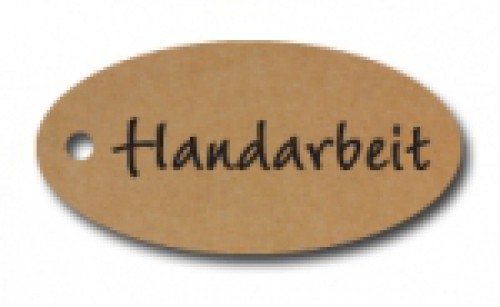 Preisschilder "Handarbeit" OVAL Kraftpapier klein 10 Stk