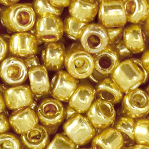 Glasperlen Rocailles 100Sk gelbgold glänzend 4mm