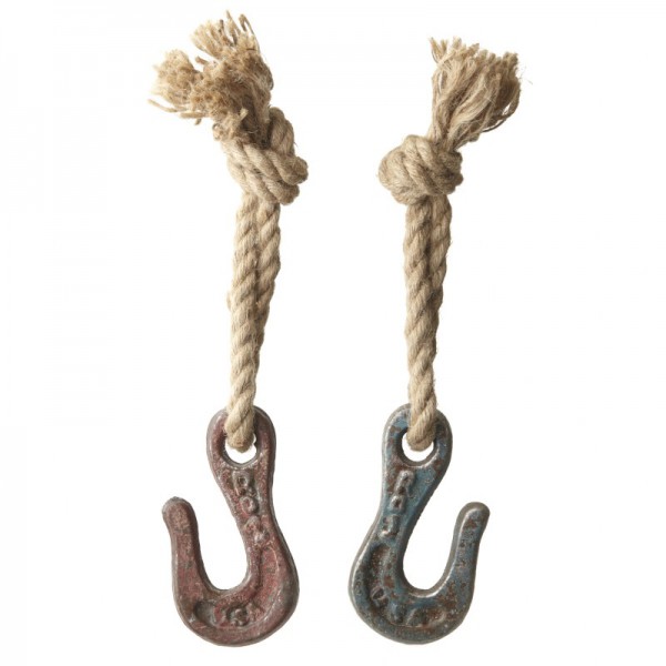 2er Set große Haken maritim vintage mit Seil