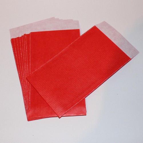 10 kleine Papiertüten aus rotem Kraftpapier gerippt 7x13cm