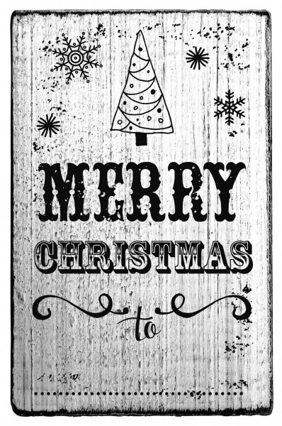 Stempel MERRY CHRISTMAS vintage Look 7 x 4 cm Label