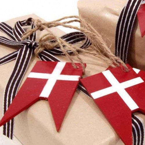 10er Set Dannebrog Flaggen Holzhänger