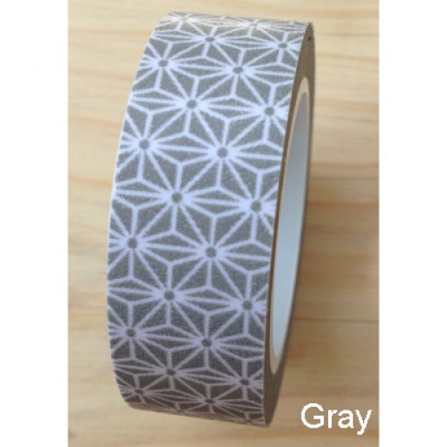 Masking Washi Tape - asanoha - grau weiss gemustert