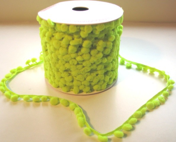 Band Pompom LIME NEONGRÜN D12mm Meterware