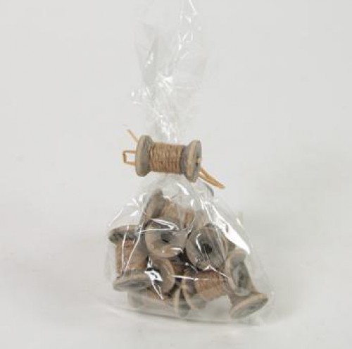 9 mini Spulen mit Jutegarn Deko