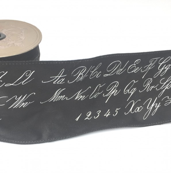 Dekoband vintage SCRIPT Alphabet 11cm schwarz