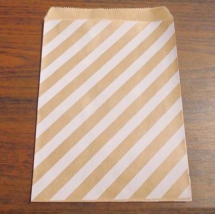 10 Papiertüten Kraft weiss gestreift stripes