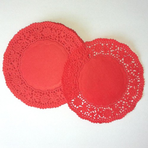 20 Stk Doilies rot Tortenspitzen 10cm