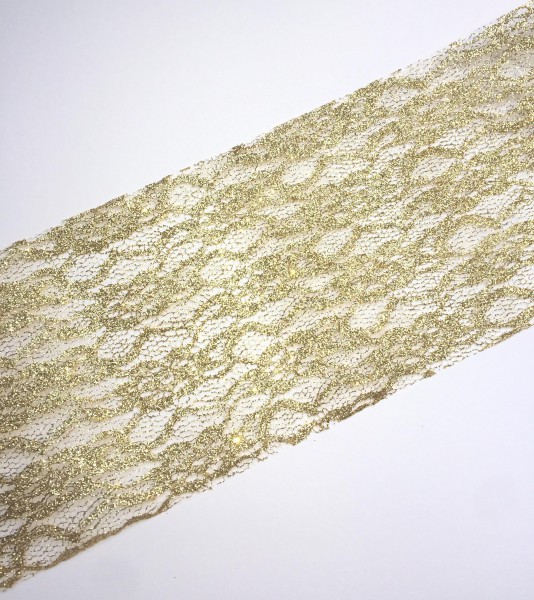 goldene Spitze 15cm breit Tischband Lace Glitzer